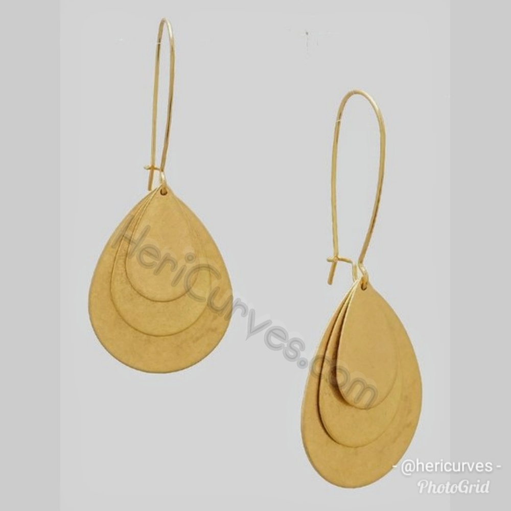 Gold Drop Tri- Layer Earrings